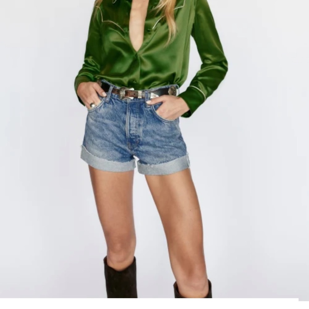 NWT Reformation Charlie high rise cuffed jean shorts